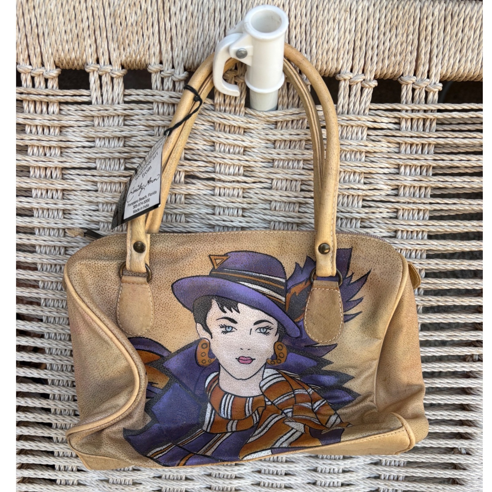 Emily Ann Vintage Tan Leather Satchel Bag Small Pretty Woman Elegant